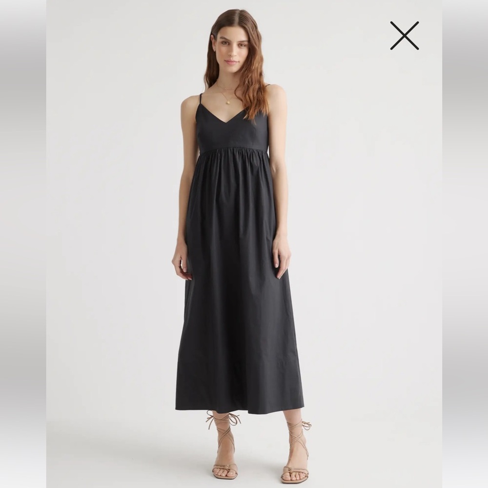 Quince Cotton Sleeveless Maxi Dress Black size Medium 
NWT